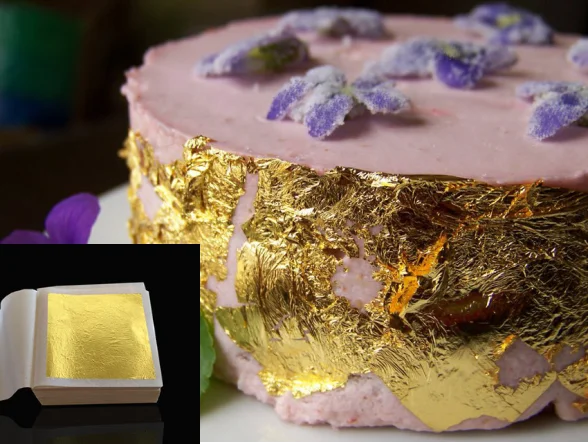 
Edible cake decoration food additives 24k gold leaf edible gold leaf 4.33*4.33cm for cakes decoration 
