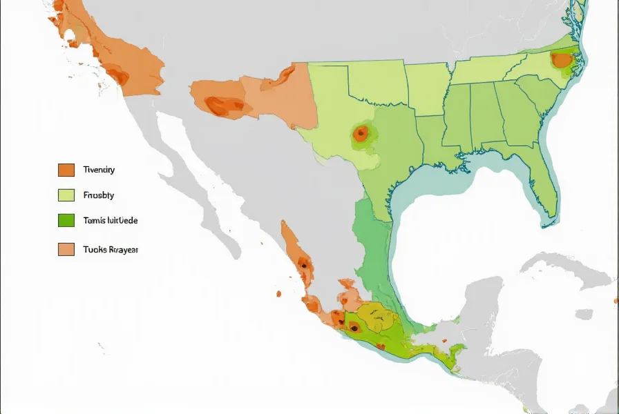 Map showing the native regions of different Capsicum species across the Americas
