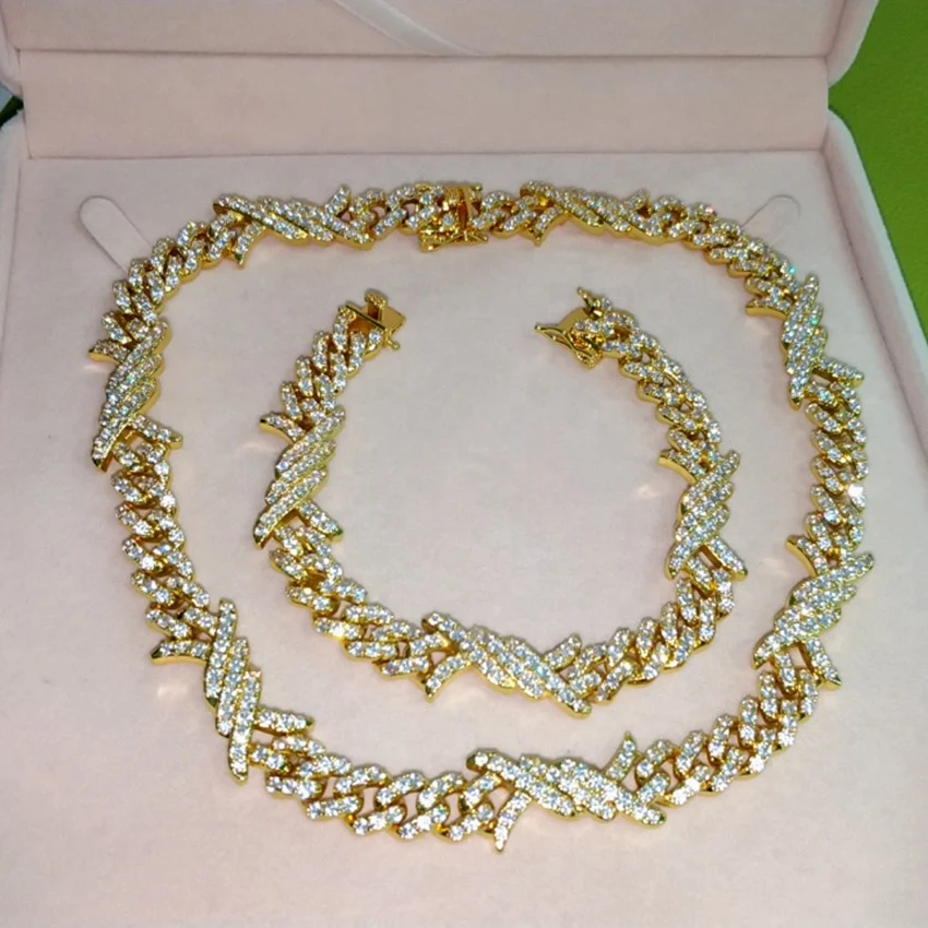 

gold plated jewelry trending necklaces 2020 cuban link anklet set