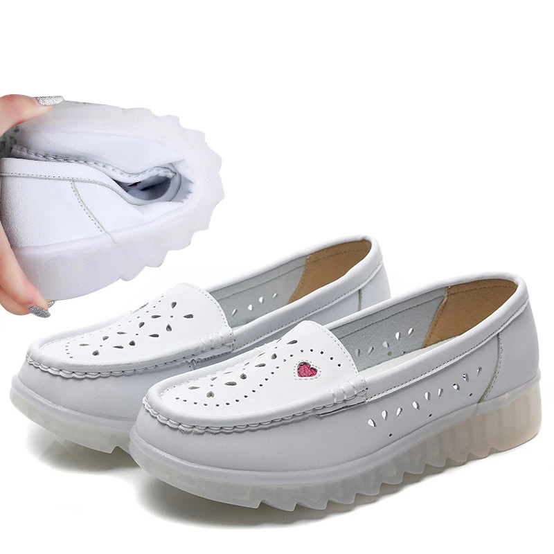 

Summer White Fashionable Women Soft Jelly Outsole Breathable Hollow Doctor and Nurse Medical Shoes