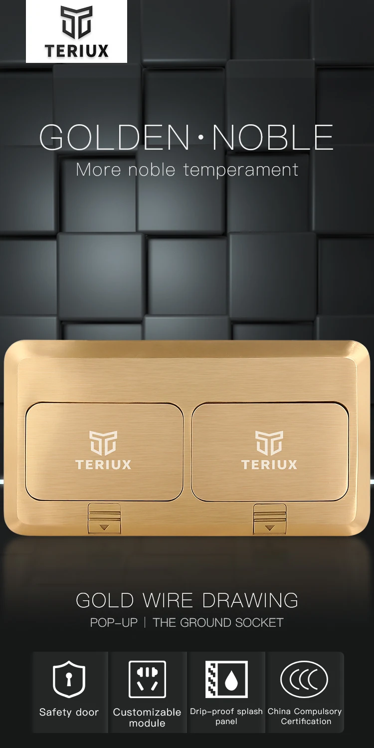 U.S.A standard brass power 16A double pop-up floor socket box