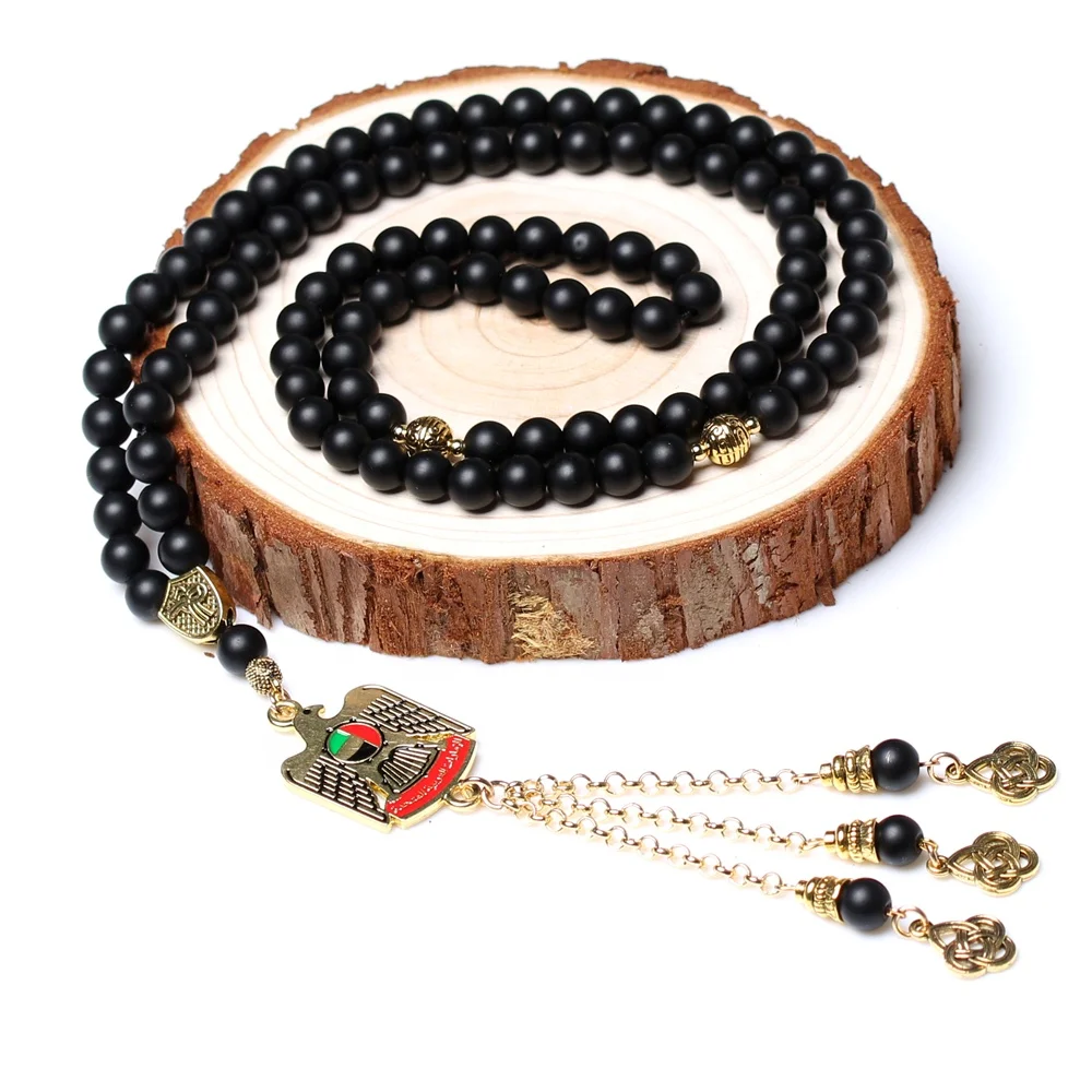 

Hot sale black stone tasbih prayer beads 99 islam muslim rosary misbaha sibha