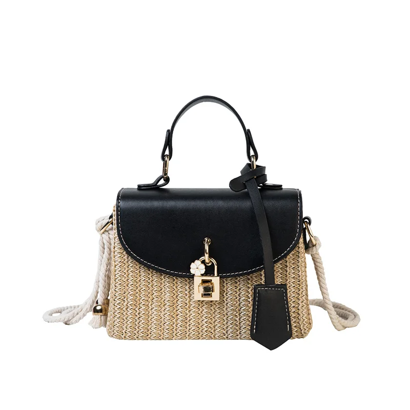 

2020 new crossbody bags grass woven box cheap travel beach woman bags handbag causal fashion college messenger bags, Brown, yellow, black, white