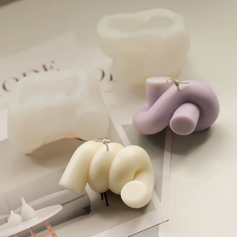 

Korean Design Coil Rope Knot Magic Ball Ornament Scented Candle Silicone Mold Candle Making Supplies Resin Mould Soap Form, Transparent white