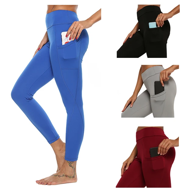 

2020 Hot sell High Waist Workout Gym Yoga Fitness Leggings with Pocket, Red,blue,black,grey