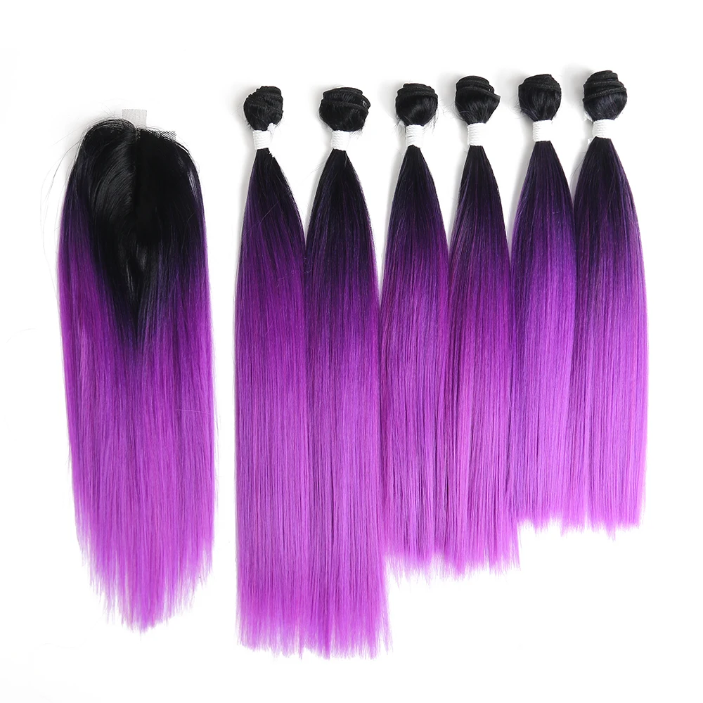 

Kemy Hair Ombre Synthetic hair extension ombre color Factory Wholesale Vendor synthetic hair bundles & lace closure