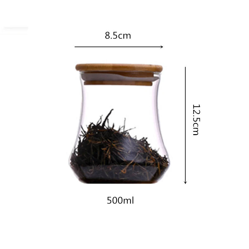 
High Quality Handmade Storage Canisters Glass Storage Jar With Bamboo Lid For Kitchen 