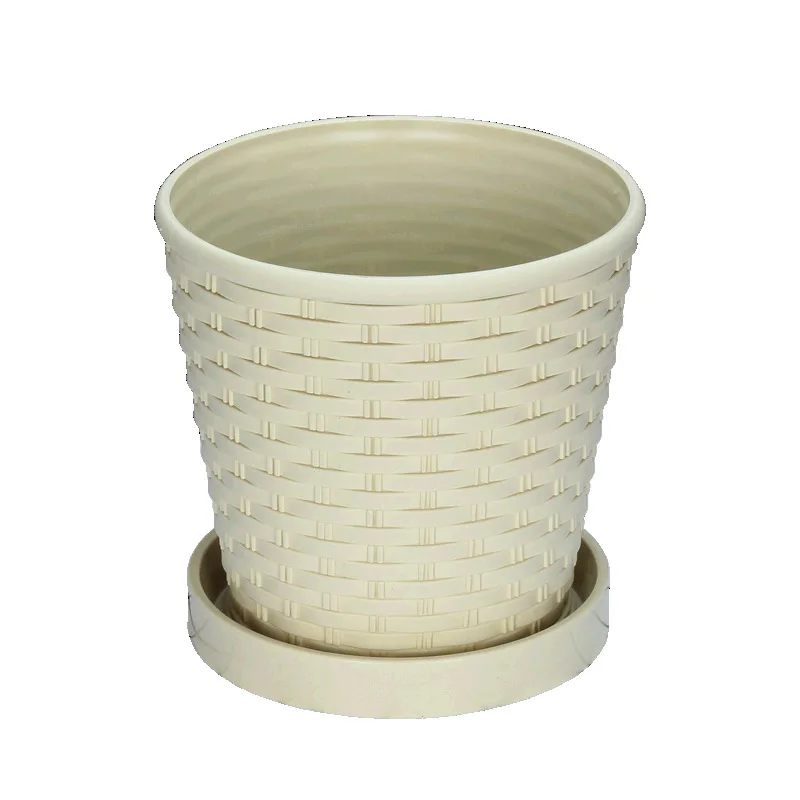 

Thickened bamboo flowerpot Indoor round green radish succulent resin plastic basin tray factory direct sales