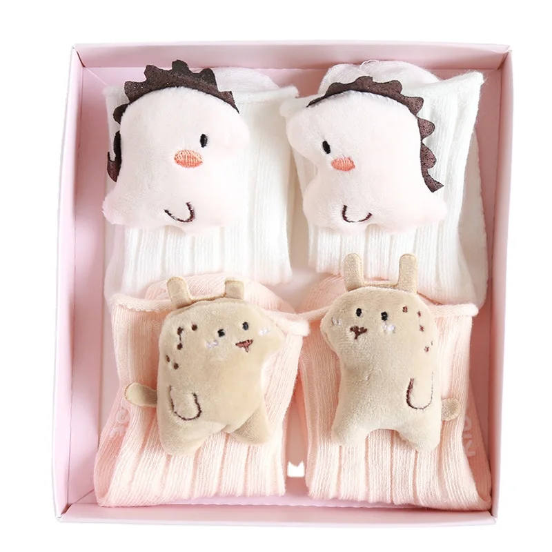 

Hot Sales Boxed Cartoon Non Slip Doll accessories Kids Socks Cotton Animal Socks For Newborn Baby