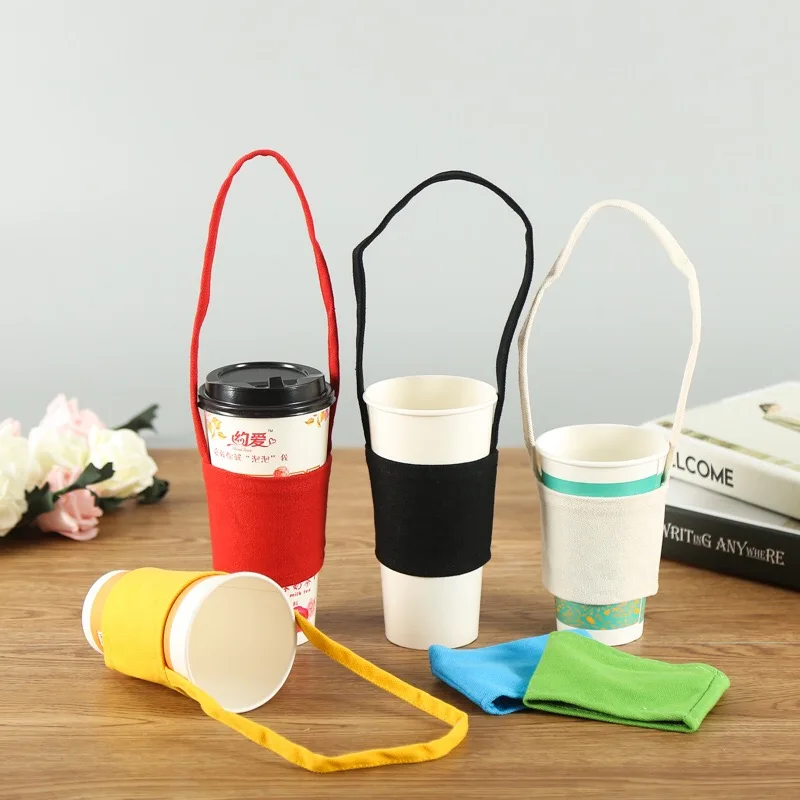 Eco Friendly Cotton Tote Hand Carry Bag Coffee Cup Bag Holder Sleeve  Carrier Pouch For Milk Bubble Tea - Buy Cotton Tote Hand Carry Bag Coffee  Cup