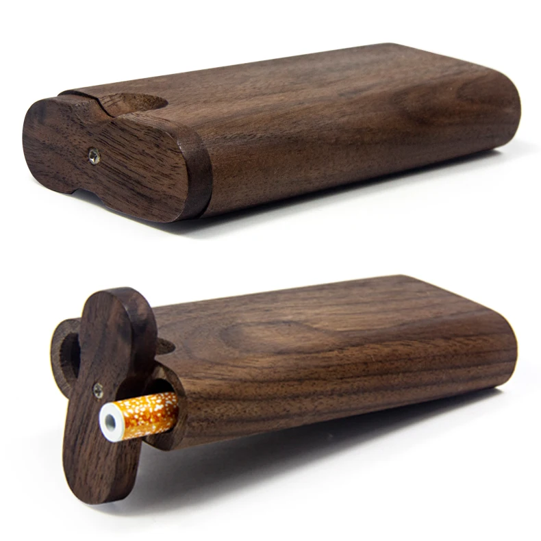 

Multifunctional tool box wood smoking pipe Wood Dugout One Hitter Herb Smoking Accessories Wholesale, Mixed colors