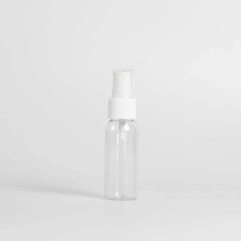 

Refill transparent plastic spray bottles 30ml with black or white sprayer prival label and printing