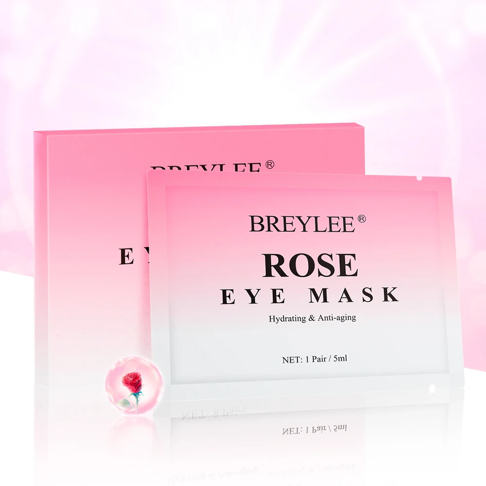 

drop shipping BREYLEE Rose moisturizing skin eye bag patch eye mask anti wrinkle moisturizer 8 pairs, Pink