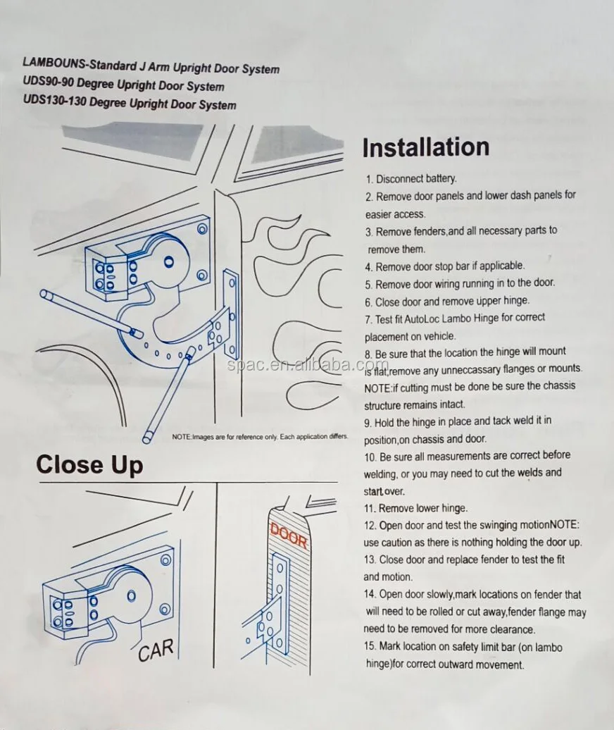 Universal Vertical Doors Lambo Door Kit Adjustable 90 Degree Fit For