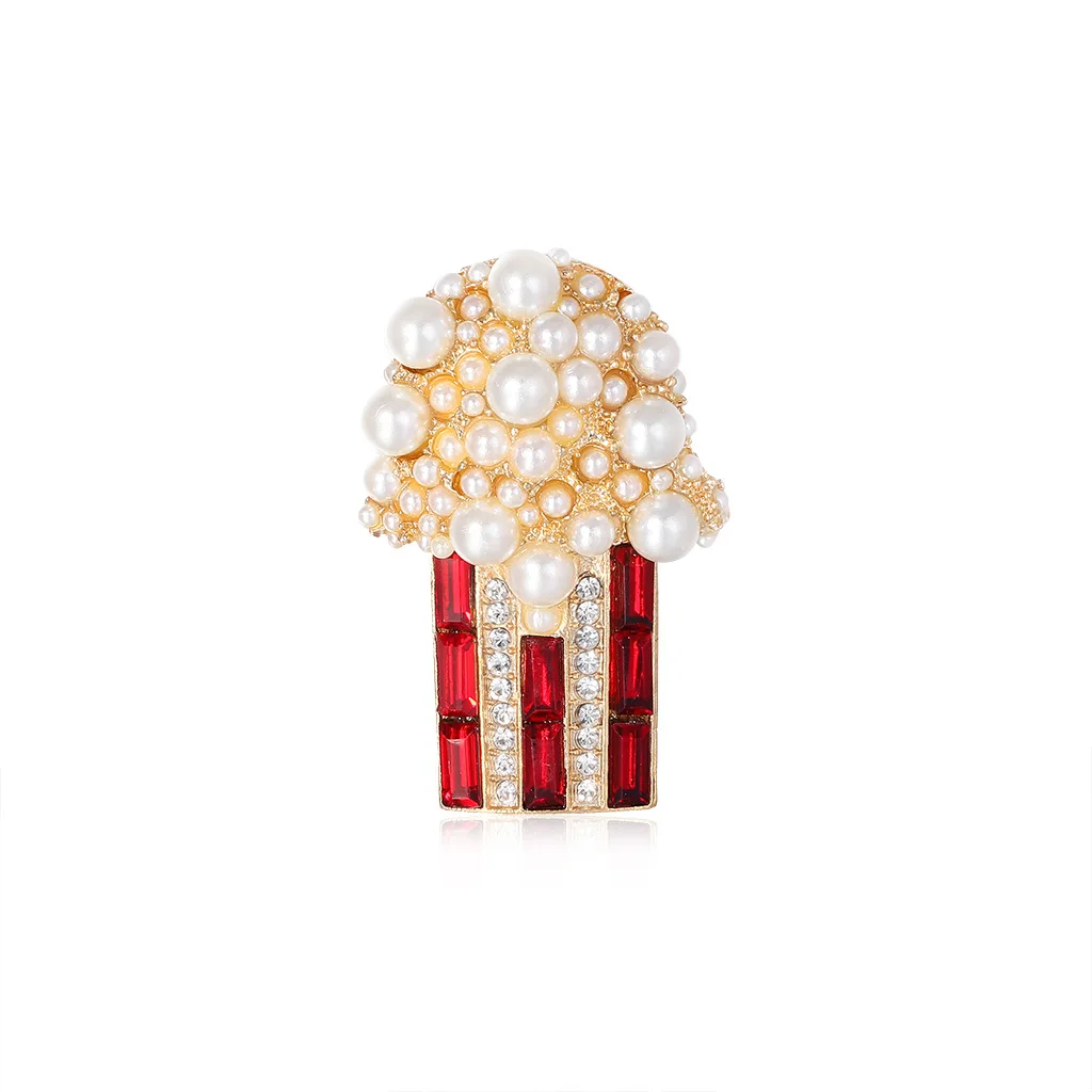 

Pearl Popcorn Brooches For Women Rhinestone Party Casual Office Brooch Pins Gifts
