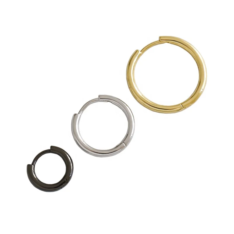 

Wholesale S925 Sterling Silver Geometric huggies hoop earring women, Silver/gold