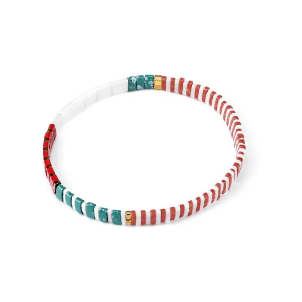 

Color Mixed Square Rice Bead Elastic Rope Bracelet Charm Bracelets for Young Women Girls Lover Gift, As shown in picture