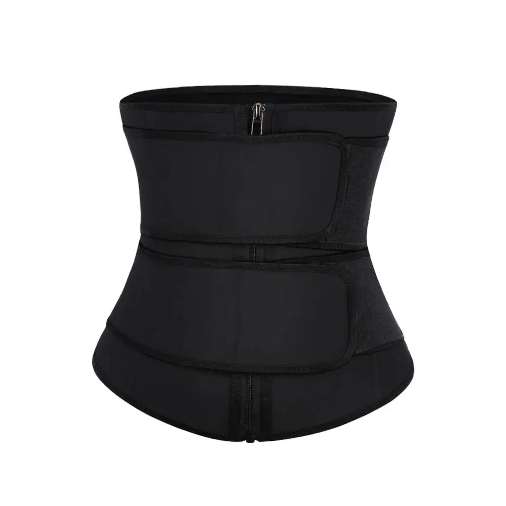 

hexin fashion new design Plus Size Latex Double Belt Black Waist Trainer 7 Steel Bones Slimming Waist Trainer, Black,pink,white