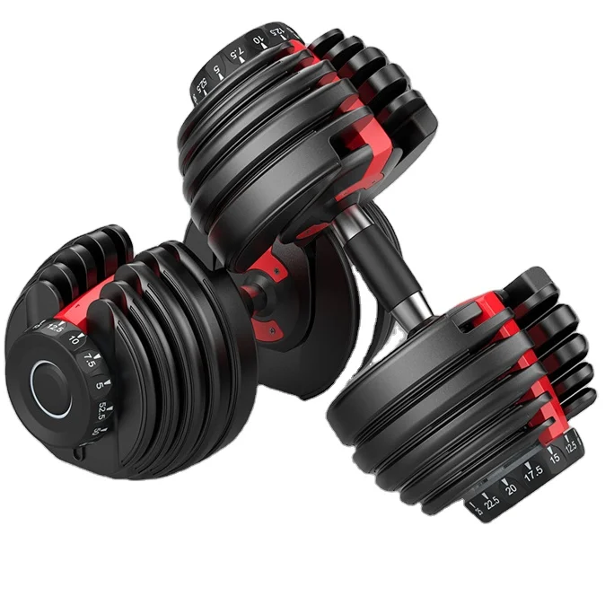 

Custom logo gym fitness workout sale 24 kg 40 kg adjustable equipment dumbbell, Black+red