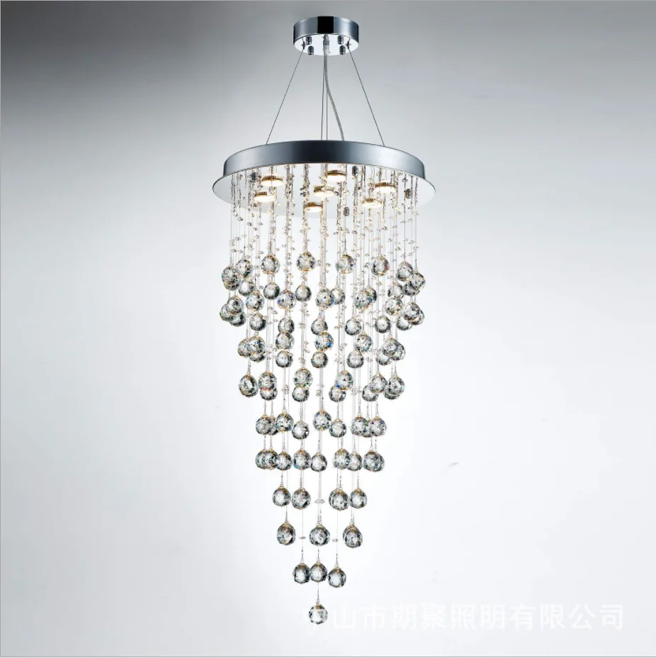 

French Style Romantic Decoration Crystal Beads Long Warm Light Chandelier