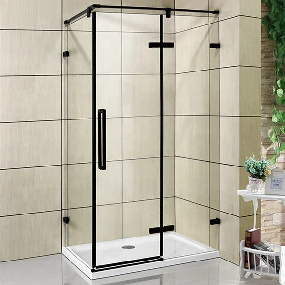 
Corner bathroom custom frameless 2 sided shower cubicles shower cabin unit glass doors shower enclosures with black hinge  (62404985339)