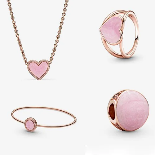 

Fashion rose gold charms fit pandora bracelets wholesale handmade charms fit pandora pink bracelets set for women jewelry