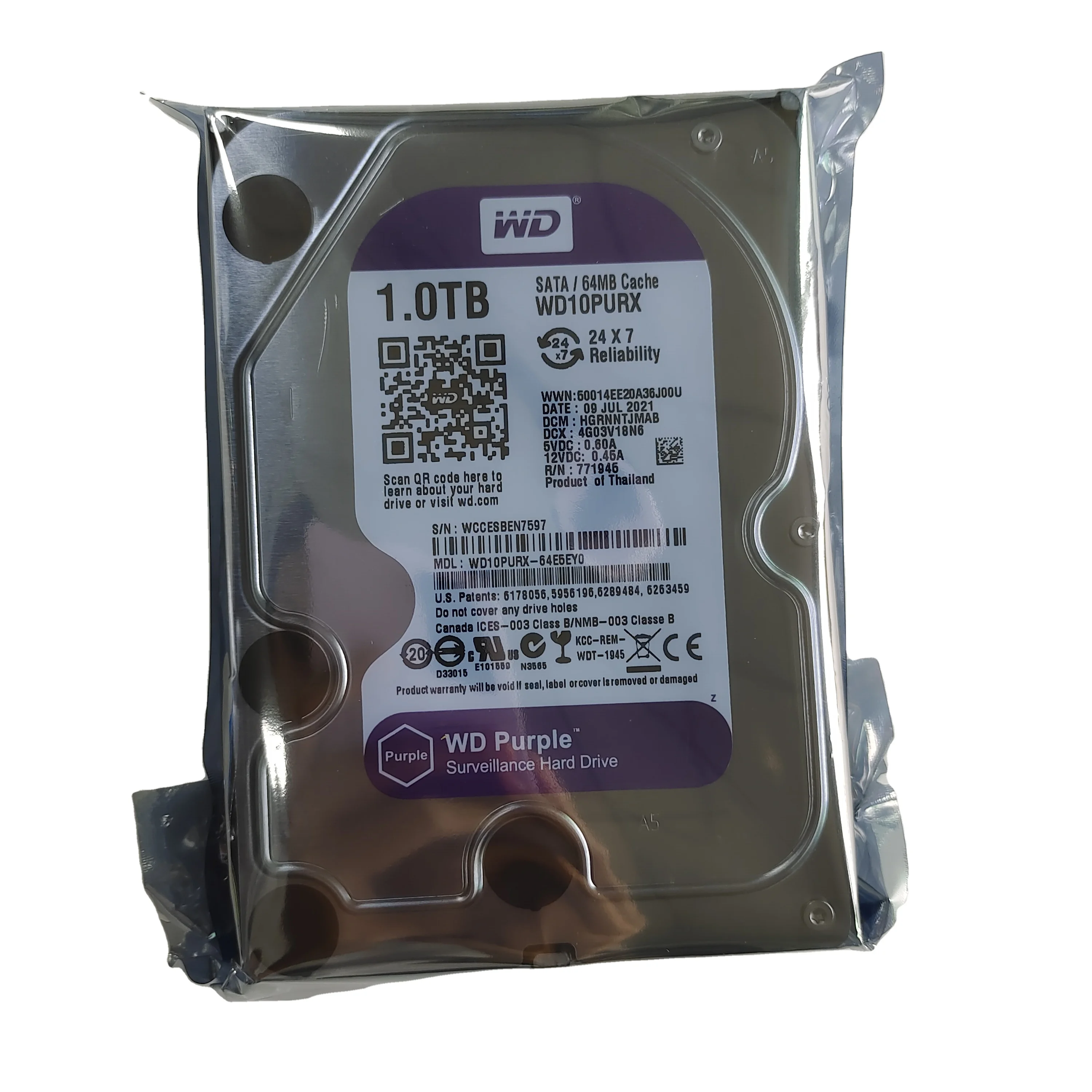 

Hard Disk Drive Purple Hdd Disco Rigido Festplatte Security Systems Dvr Nvr Wd10purx 1tb 3.5 Inch Sata 5400 Rpm 1tb Hard Drives