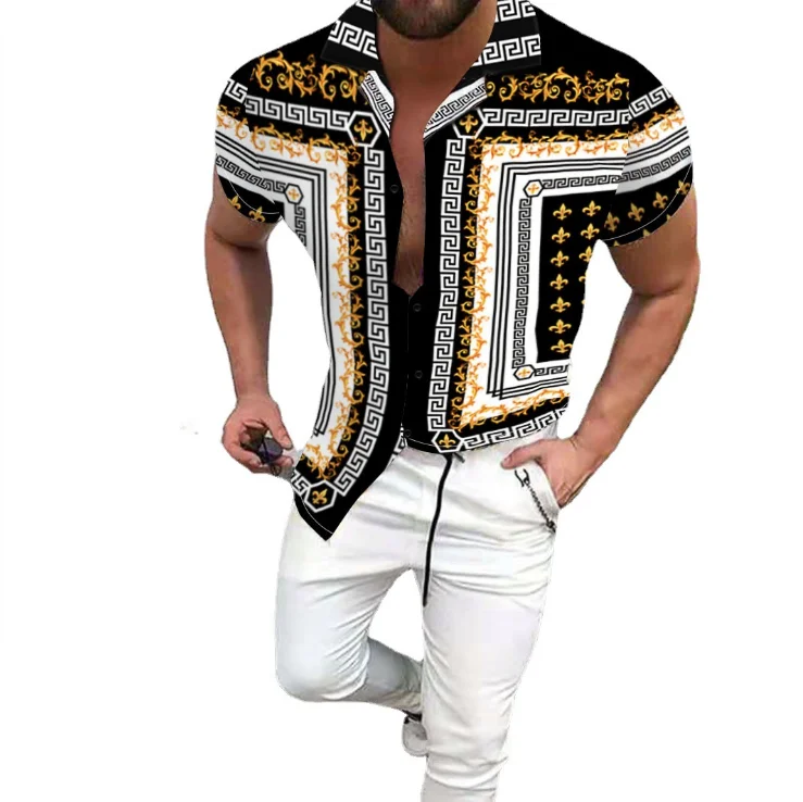 

High Quality Short-Sleeved For Summer Men With Large Print Shirts