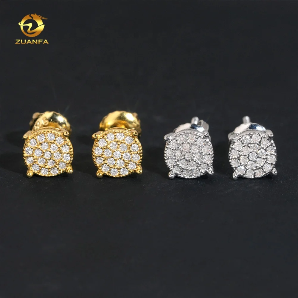 Iced Out Jewelry Diamond Stud 925 Silver Screw Back Men GRA Certificate VVS Moissanite Earrings