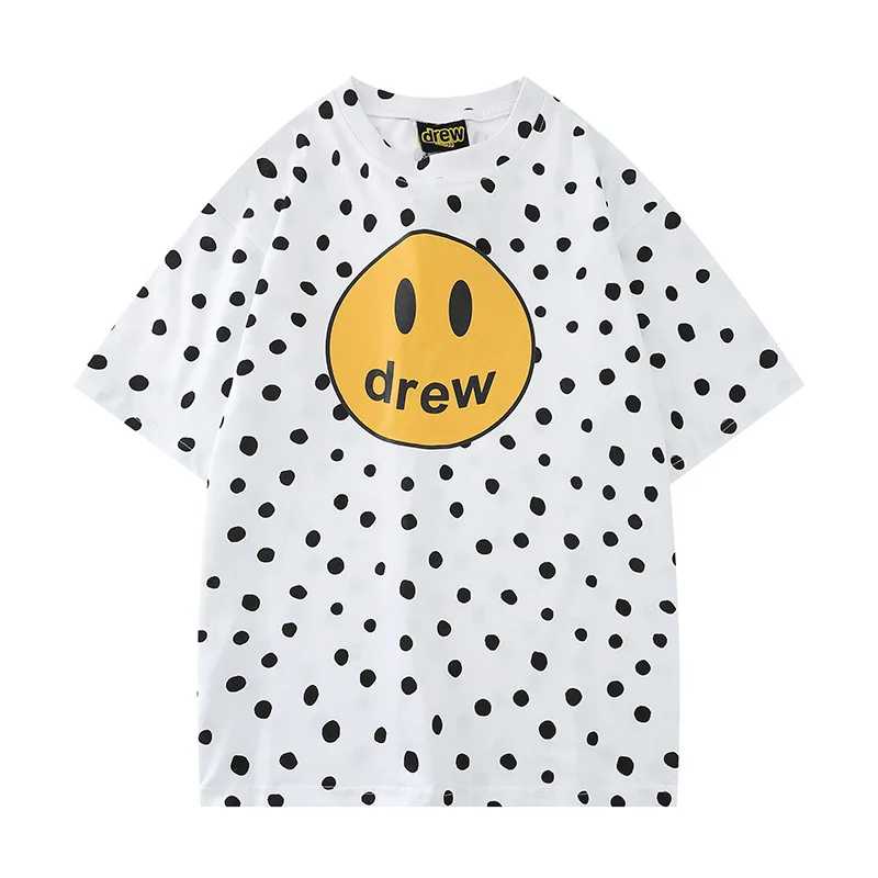 

Hot-Sale DREW HOUSE T-shirt Justin Bieber dot cotton smiley print high street short-sleeved T-shirt for men and women, Customized colors