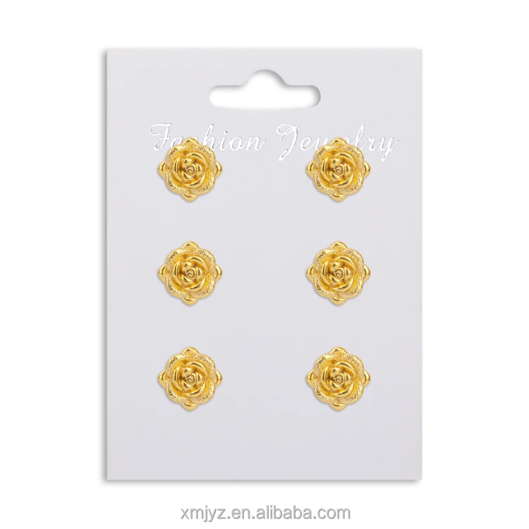 

Vacuum 18K Rose Flower Brass Earrings Women's Fashion Retro Live Source Gold-Plated Earrings Ear Jewelry