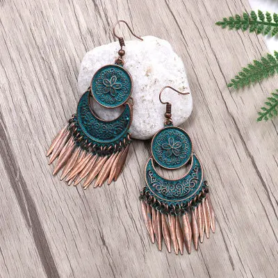 

Latest boho design cheap fashion jewelry alloy tassel pendant earring wholesale, Picture shows