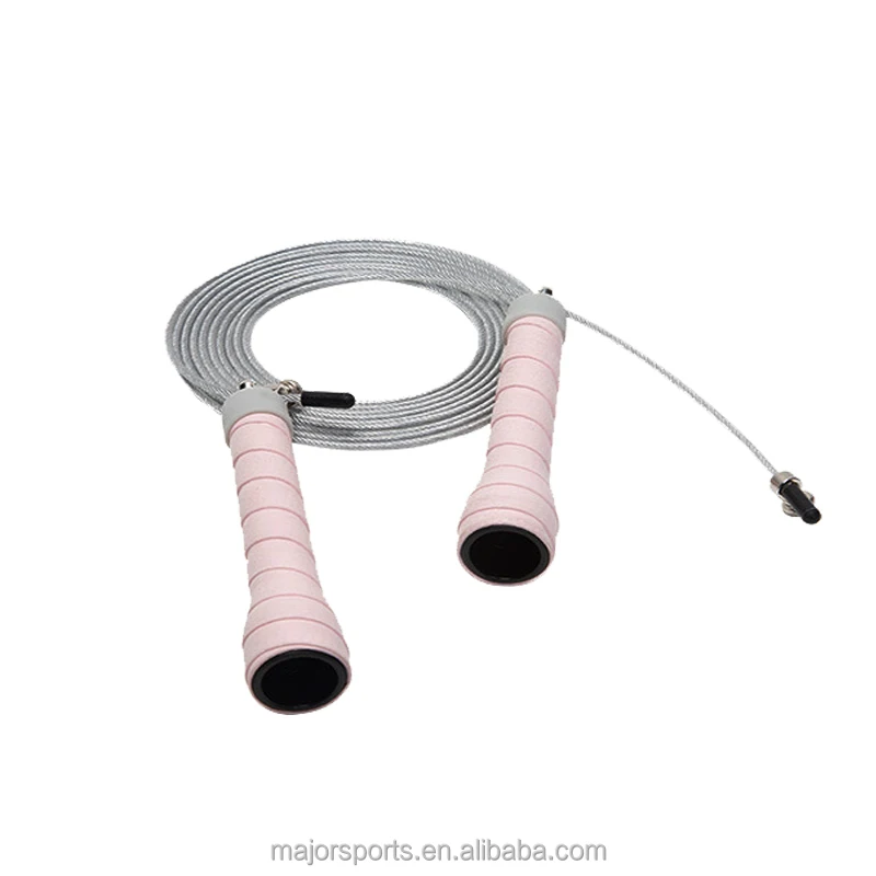 

Non-slip and sweat-absorbing handle fitness skipping rope high speed PVC and steel wire jump rope adjustable length jump ropes, Black pink blue