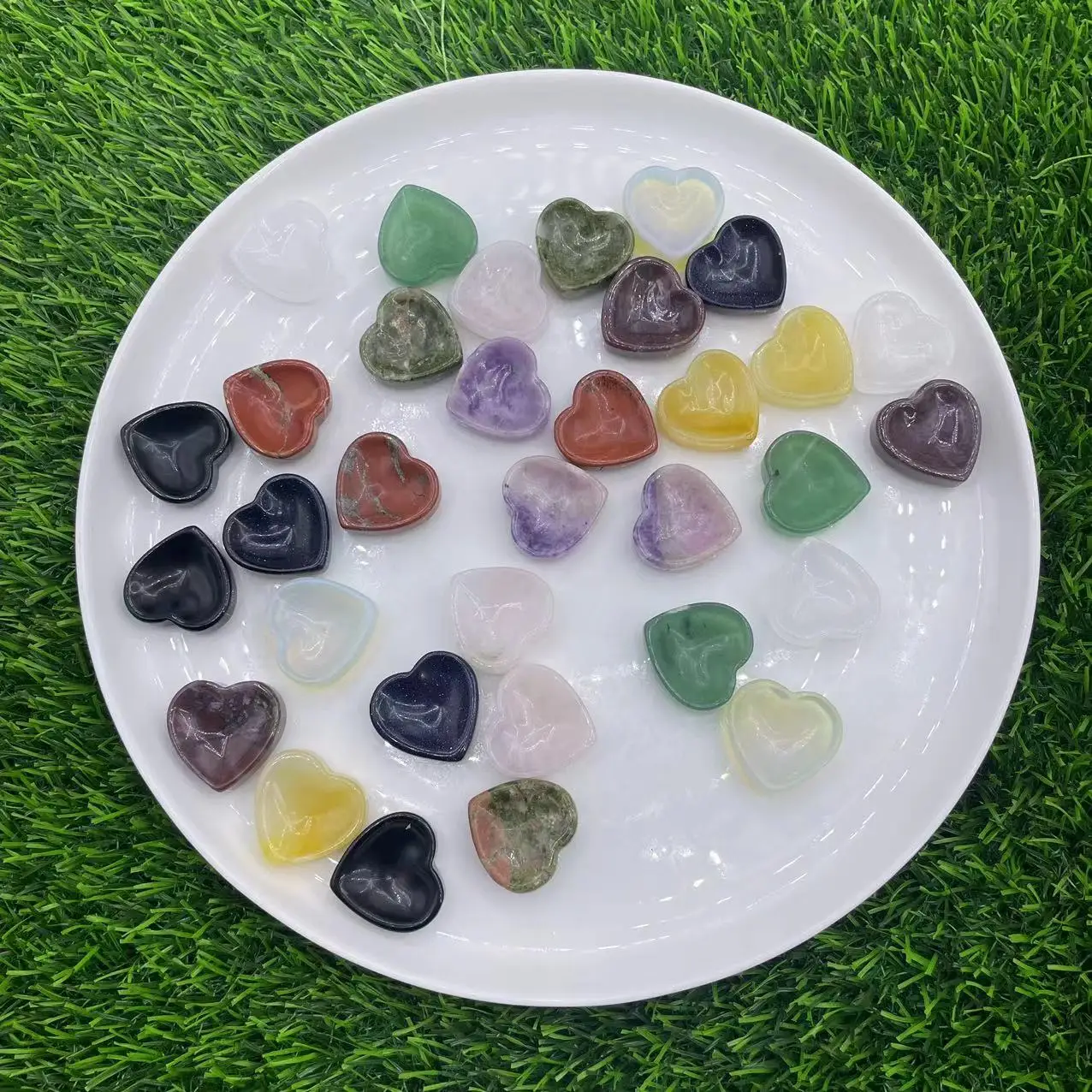 

3cm mini size crystal bowls Natural Crystal Stone Folk Crafts Hand carved multi stones crystal heart shape bowls healing stones