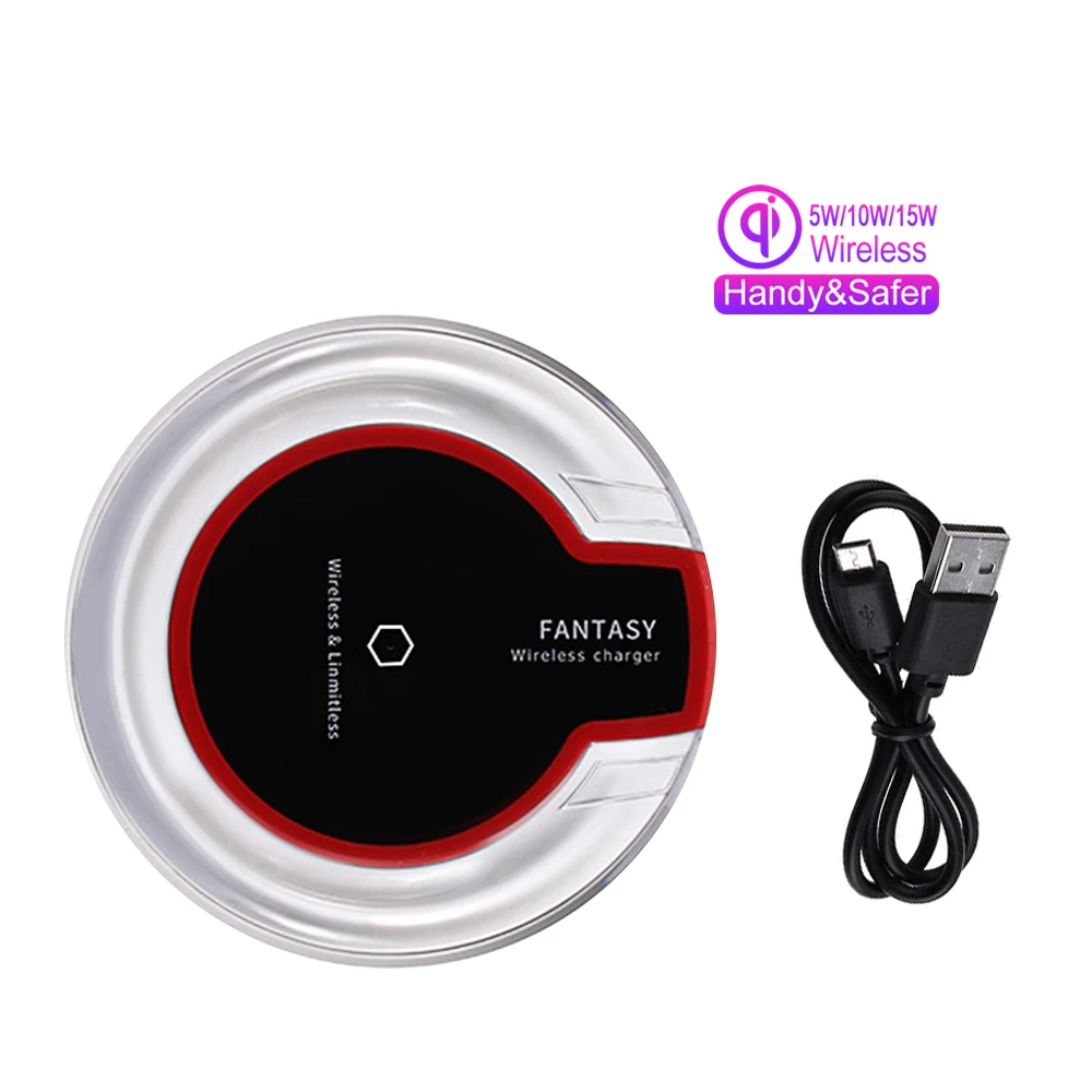 

chargeur usb Phone Charging Smart Wireless Charger Qi Wireless Charger With Light Mobile Phone carregador usb cargadores, Crystal