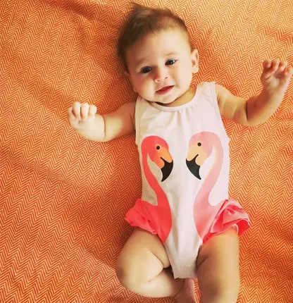 

Trendy Ruffled Sling Swimsuit One Piece Flamingo Bathing Suits Little Girl Swimwear For Kids