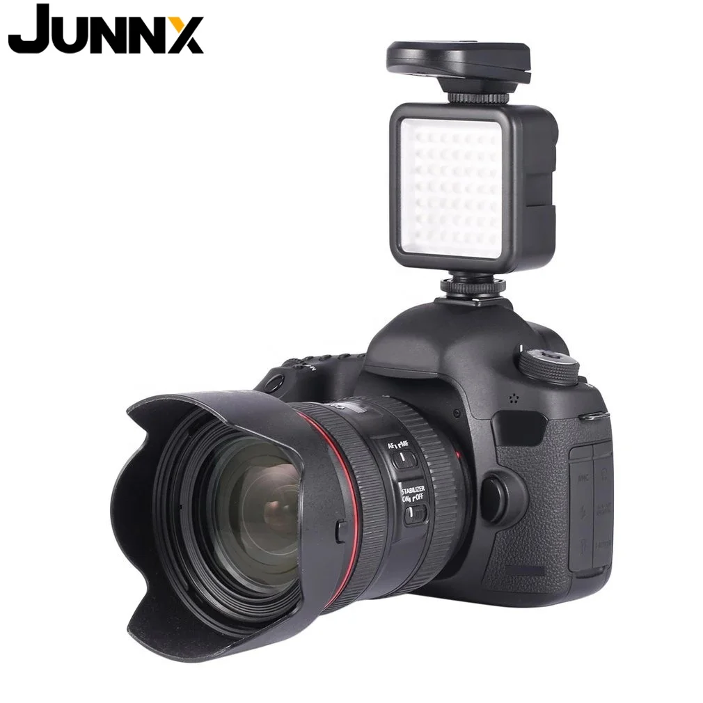 

Junnx Photography LED Fill Light on Camera 5.5W 800lm 6000K for DSLR Mini Night Photographic Fill Lighting for Nikon Canon Sony, Black