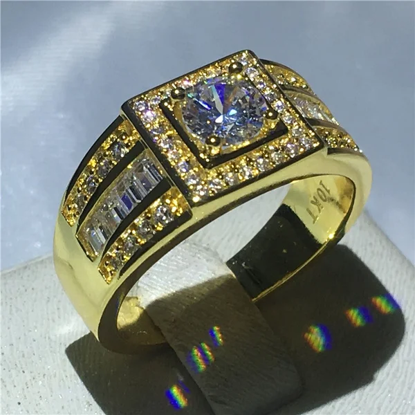 

Fashion Golden Rhinestone Ring Luxury Crystal Ring Gold Wedding Vintage Ring