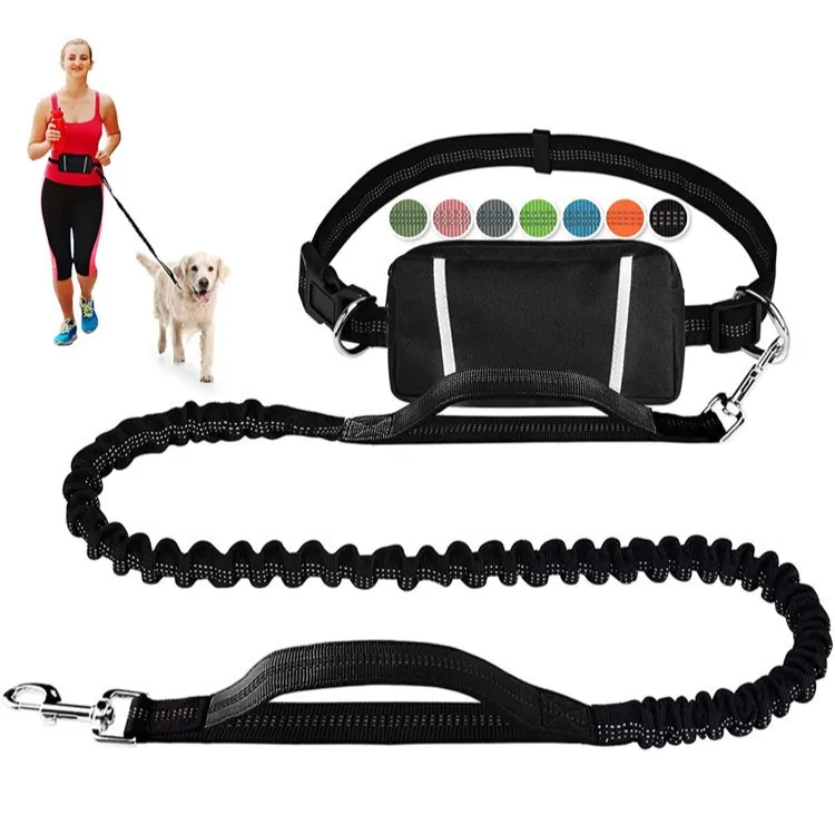 

High Quality Retractable Elastic Belt Hands Free Dog Leash For Running, Customized color