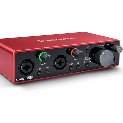 

Focusrite Scarlett 2i2 3rd Gen professional sound card studio audio interface for recording, Red