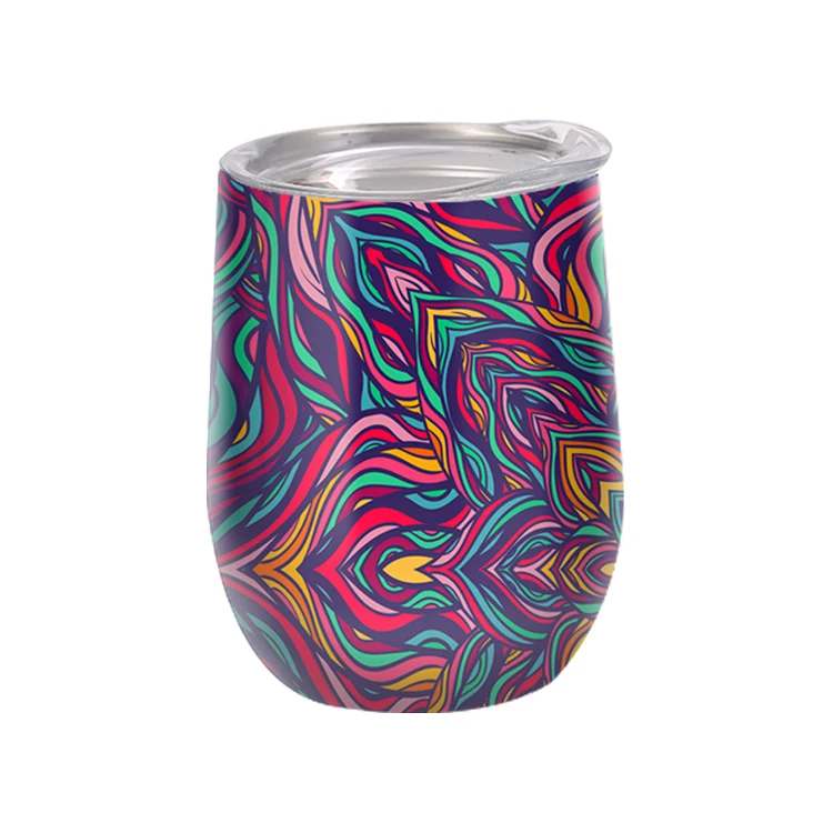 

Low Cost High Quality Double-Layer Stainless Steel Egg Shaped Coffee Tumbler Cup , U-Shaped Red Wine Mug With Lid, As picture