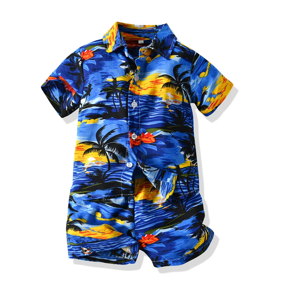 Summer Kids Beach Holiday Short Sleeve Shirt Boys Fashion Style Clothes ...