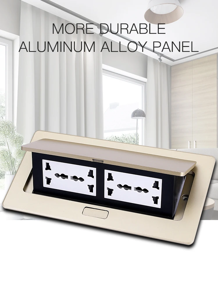 Factory sales gold aluminum alloy multi module embedded table socket