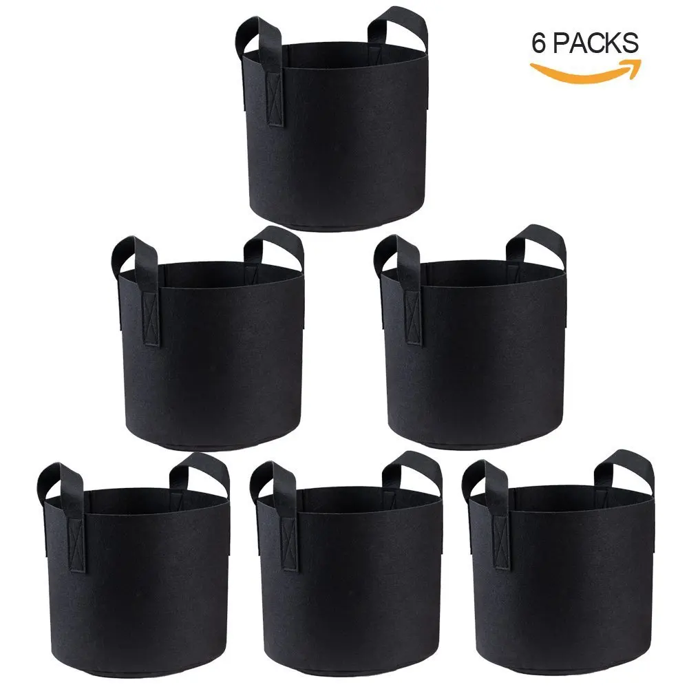 

In Stock. 5 Gallon Grow Bags, Premium Series 300G Thichkened Non-Woven Aeration Fabric Pots w/Handles - Reinforced