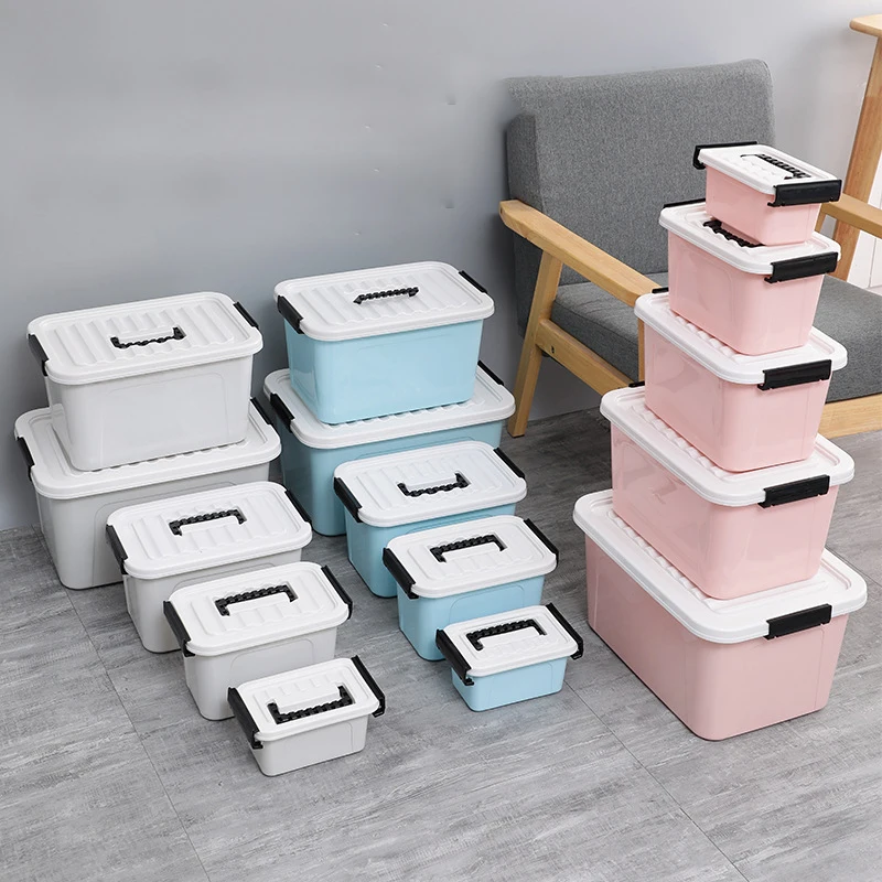 

Large Capacity Clothes Stackable Storage Box Organizer with Portable Handle Plastic Storage Boxes & Bins, Colorful