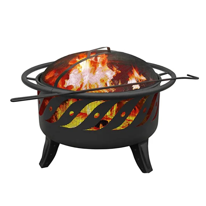 户外花园庭院圆顶野营火坑烹饪烤架和火坑桌子批发迷你圆钢火坑