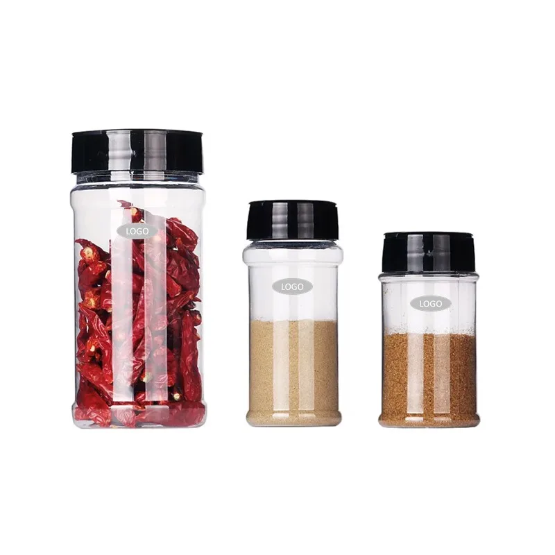 

Kitchen Accessories A Empty Clear Plastic PET Spice Salt Pepper Herb Seasoning Shaker Storage Jar Container With FlipLid