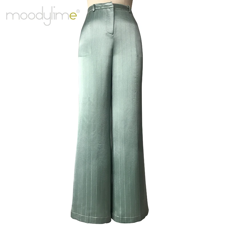 

Fashion Wide leg trouser for women hight quality fabric stripe pants and hight waisted wide leg trousers