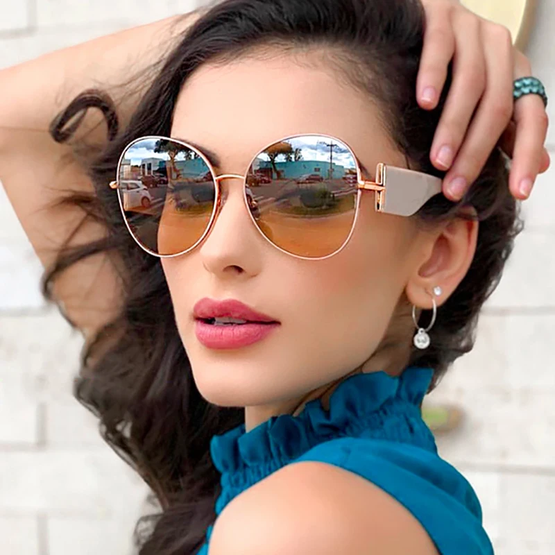 

95691 Best Selling Amazon Newest Trendy Fashion Metal Oversized Frame Sunglasses For Women Shades 2022 Women