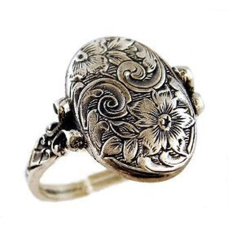 

Vintage silver ring women pattern ring elegant lady